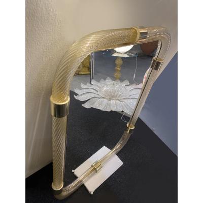  SimoEng Rectangular Torciglione Wall Mirror Murano Glass in Barovier Style