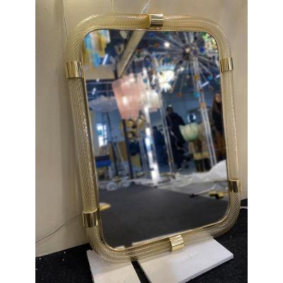  SimoEng Rectangular Torciglione Wall Mirror Murano Glass in Barovier Style