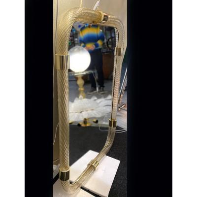  SimoEng Rectangular Torciglione Wall Mirror Murano Glass in Barovier Style