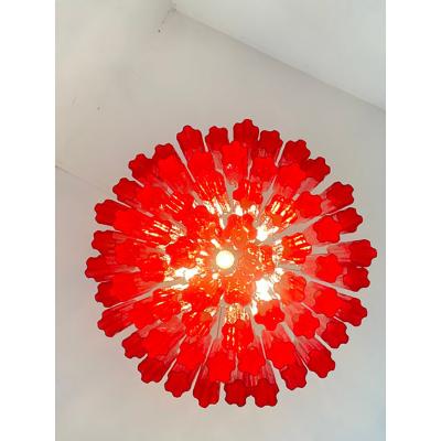  SimoEng Red Campari Colour Chandelier in Murano Style Glass