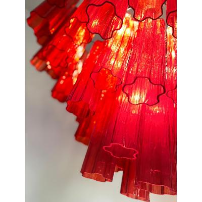  SimoEng Red Campari Colour Chandelier in Murano Style Glass