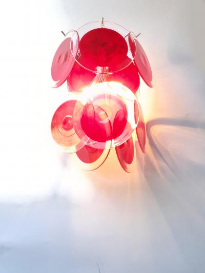  SimoEng Red Murano Glass Disc 2 Level Wall Light Sconce