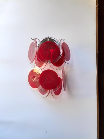  SimoEng Red Murano Glass Disc 2 Level Wall Light Sconce