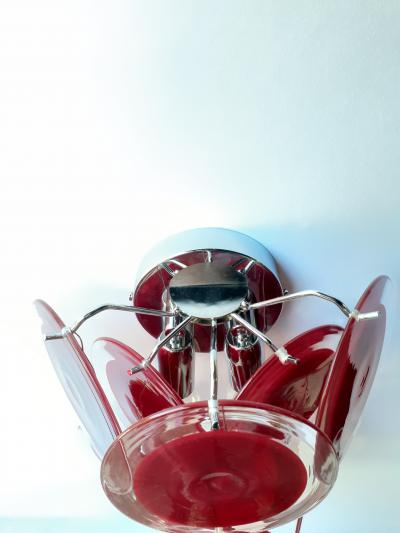  SimoEng Red Murano Glass Disc 2 Level Wall Light Sconce