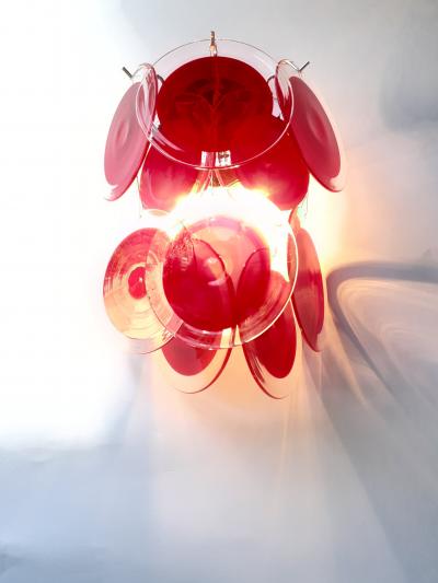  SimoEng Red Murano Glass Disc 2 Level Wall Light Sconce