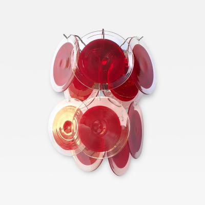  SimoEng Red Murano Glass Disc 2 Level Wall Light Sconce