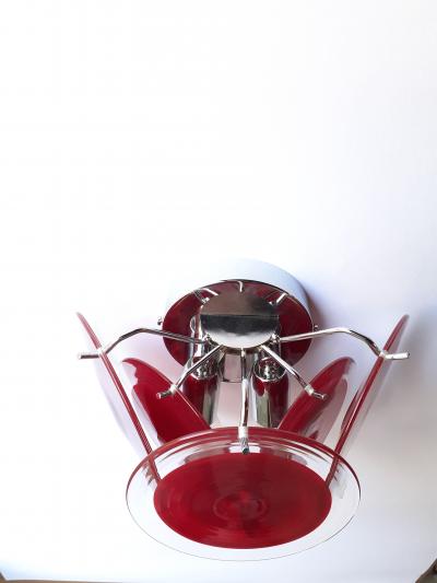  SimoEng Red Murano Glass Disc Wall Light Sconce