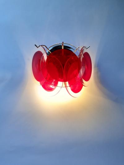  SimoEng Red Murano Glass Disc Wall Light Sconce