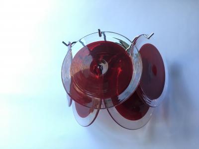  SimoEng Red Murano Glass Disc Wall Light Sconce
