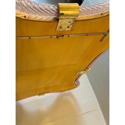  SimoEng Scenographic Pink and Gold Mirror With Torchon Murano Style Glass