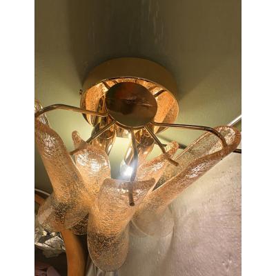  SimoEng Set of 2 Clear Gold Petali Murano Glass Wall Sconces in Vintage Style