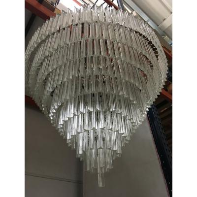  SimoEng Set of 2 Clear Triedro Murano Glass Chandelier in Venini Style