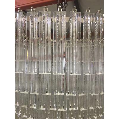  SimoEng Set of 2 Clear Triedro Murano Glass Chandelier in Venini Style