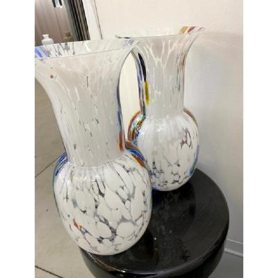  SimoEng Set of 2 Contemporany Vases Murrine Sphere in Murano Style Glass