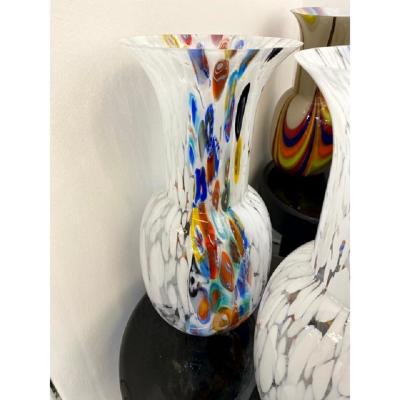  SimoEng Set of 2 Contemporany Vases Murrine Sphere in Murano Style Glass