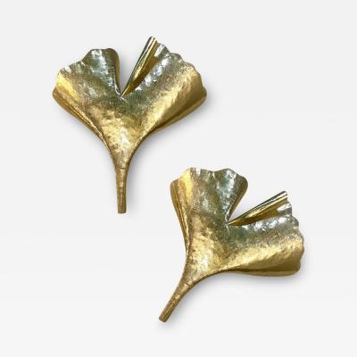 SimoEng Set of 2 Contemporary Italian Brass Leaf Wall Sconce by Simoeng