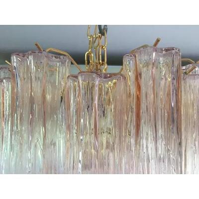  SimoEng Set of 2 Contemporary Murano Style Glass Pink Tronchi Chandelier