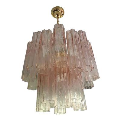  SimoEng Set of 2 Contemporary Murano Style Glass Pink Tronchi Chandelier