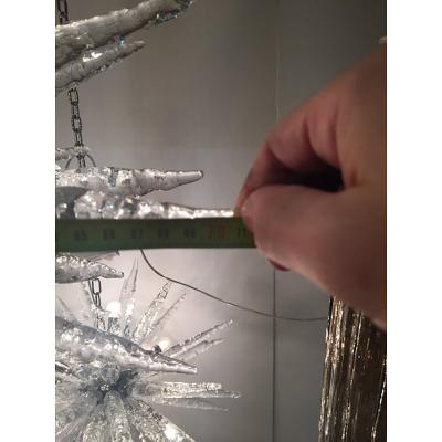  SimoEng Set of 2 Murano Glass Ice Clear Sputnik Italian Chandelier