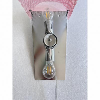  SimoEng Set of 2 Pink Graniglia Rhombus Murano Glass Wall Sconces by SimoEng