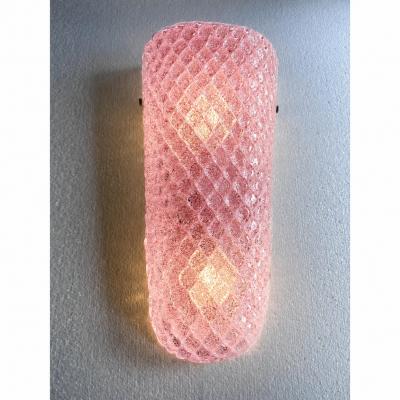  SimoEng Set of 2 Pink Graniglia Rhombus Murano Glass Wall Sconces by SimoEng