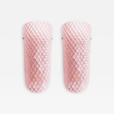  SimoEng Set of 2 Pink Graniglia Rhombus Murano Glass Wall Sconces by SimoEng