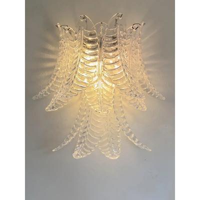  SimoEng Set of 4 Transparent Felci Murano Style Glass Wall Sconces