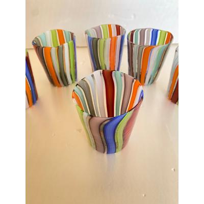  SimoEng Set of 6 Contemporary Multicolored Murano Glass Glasses