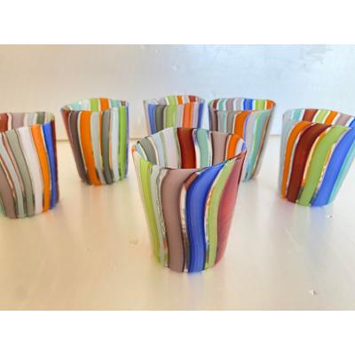  SimoEng Set of 6 Contemporary Multicolored Murano Glass Glasses
