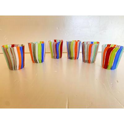  SimoEng Set of 6 Contemporary Multicolored Murano Glass Glasses