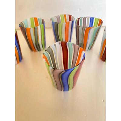 SimoEng Set of 6 Contemporary Multicolored Murano Style Glasses