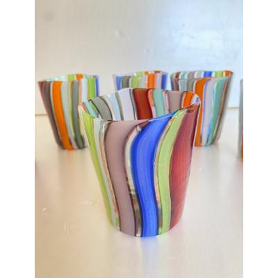  SimoEng Set of 6 Contemporary Multicolored Murano Style Glasses