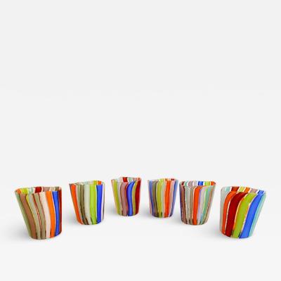  SimoEng Set of 6 Contemporary Multicolored Murano Style Glasses