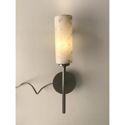  SimoEng Set of Two Contemporary Black Nickel Carrara Marble Wall Sconces