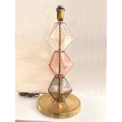  SimoEng Set of Two Contemporary Italian Multicolor Murano Style Glass Table Lamps