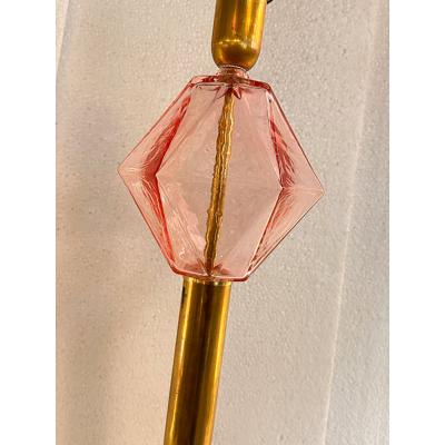  SimoEng Set of Two Contemporary Italian Pink Murano Style Glass Table Lamps