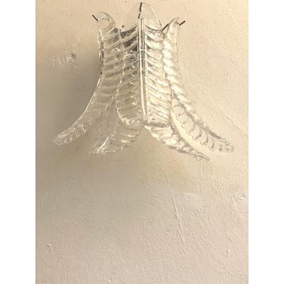  SimoEng Set of Two Contemporary Italian Transparent Felci Murano Glass Wall Sconce