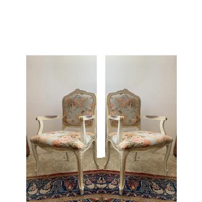  SimoEng Set of Two Contemporary Ivory and Pink Floral Chairs
