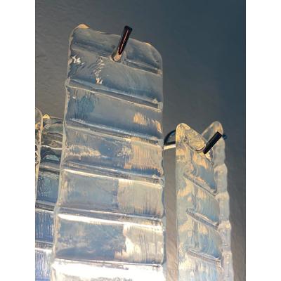  SimoEng Set of Two Contemporary Opalino Strips Listelli Murano Glass Wall Sconces