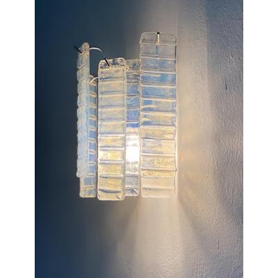  SimoEng Set of Two Contemporary Opalino Strips Listelli Murano Glass Wall Sconces
