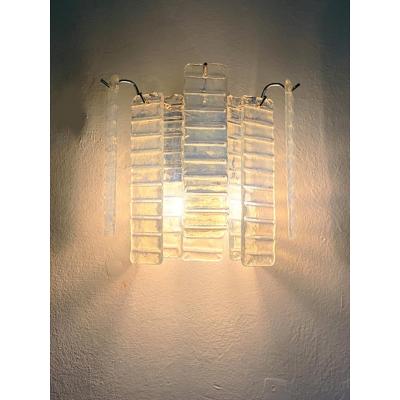  SimoEng Set of Two Contemporary Opalino Strips Listelli Murano Glass Wall Sconces