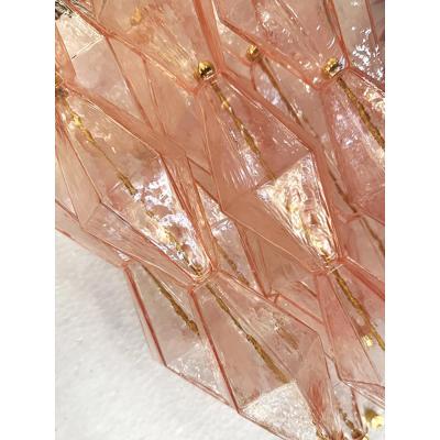  SimoEng Set of Two Contemporary Pink Poliedri Murano Glass Gold 24k Wall Sconces