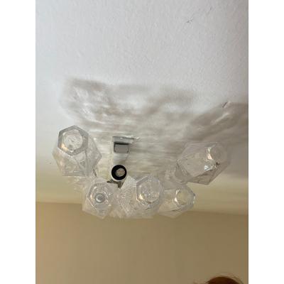  SimoEng Set of Two Contemporary Shenographic Poliedro Murano Glass