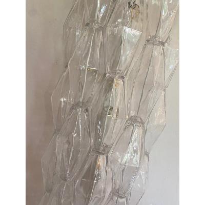  SimoEng Set of Two Contemporary Shenographic Poliedro Murano Glass