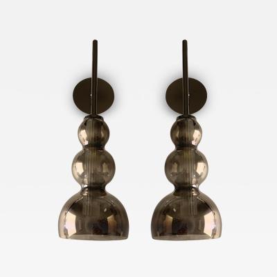  SimoEng Set of Two Contemporary Smoked in Black Nickel Wall Sconces