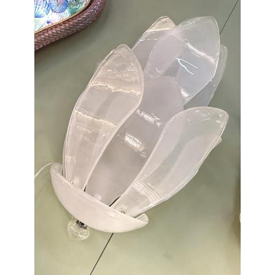  SimoEng Set of Two Contemporary Venetian Sanded Murano Style Glass Floreal Wall Sconces