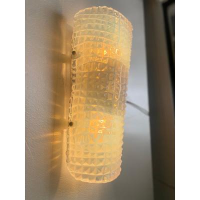  SimoEng Set of Two Crocodile Opalino Murano Glass Wall Sconces