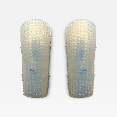  SimoEng Set of Two Crocodile Opalino Murano Glass Wall Sconces