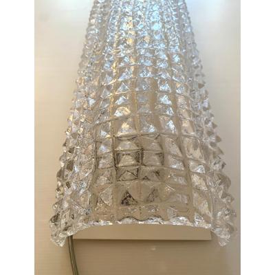  SimoEng Set of Two Crocodile Transparent Murano Glass Wall Sconces