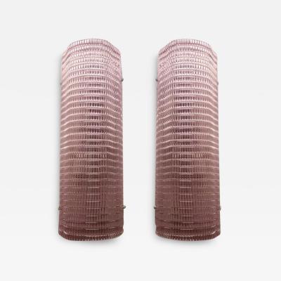  SimoEng Set of Two Diamanted Pink Rectangular Murano Glass Wall Sconce